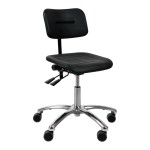 DYNAMO arbejdsstol med sæde/ryg i PU-skum, hjul og indstilling af sæde- og ryg (420-550 mm)