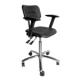 DYNAMO arbejdsstol med sæde/ryg i PU-skum, hjul og indstilling af sæde- og ryg (420-550 mm)