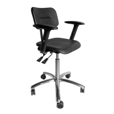 DYNAMO arbejdsstol med sæde/ryg i PU-skum, hjul og indstilling af sæde- og ryg (600-860 mm)
